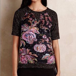 Anthropologie Shortsleeved Blouse with Florals
